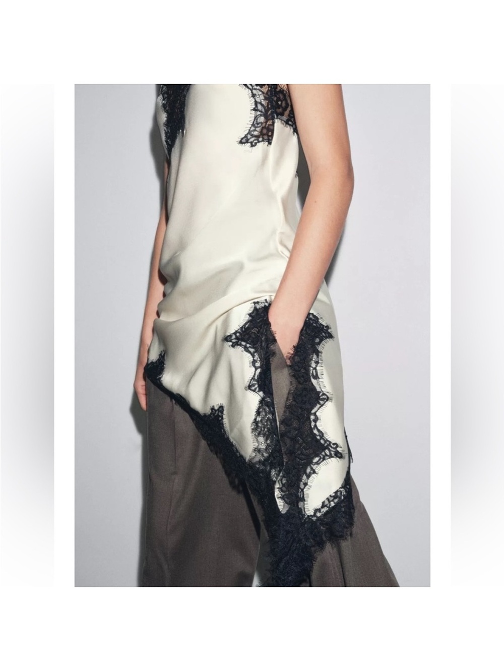 NWT Asymmetric lace slip dress - Picture 4 of 6